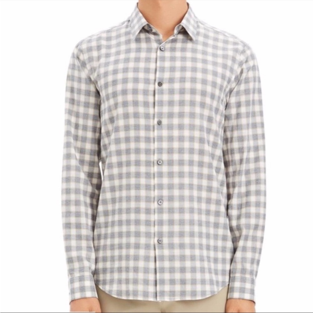 Theory Mens Button Up Irving Shirt in Gray Desert Size Medium ✨ NWOT
